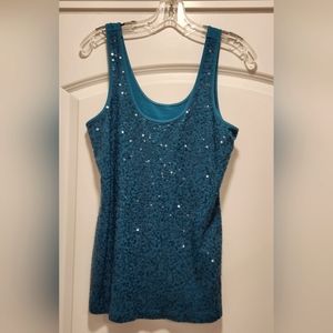 TEAL SEQUIN TANK TOP SIZE LARGE